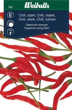 Chilipepper, sterk 'Cayenne Long Slim'