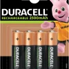 Duracell oppladbare batterier AA 4-pk.