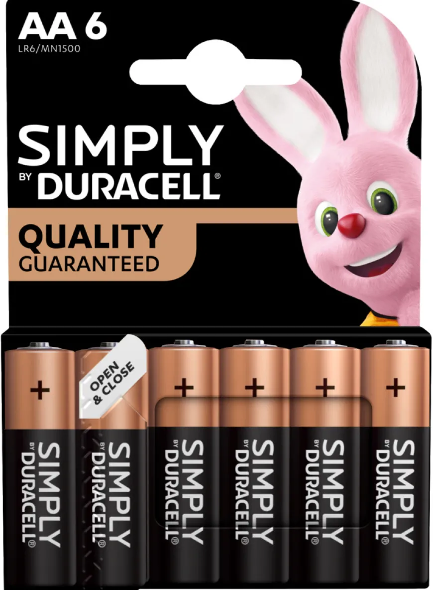 Duracell Simply AA alkaliske batterier 6-pk.