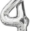 Folieballong nummer 4 H60 cm sølv