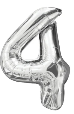Folieballong nummer 4 H60 cm sølv