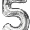 Folieballong nummer 5 H60 cm sølv