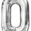 Folieballong nummer 0 H60 cm sølv