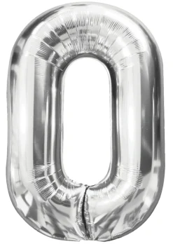 Folieballong nummer 0 H60 cm sølv
