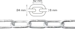 Galvanisert kjetting langlenket Ø6 mm x 2 meter