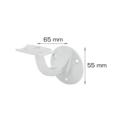 Gelenderbeslag 65 x 55 mm hvit