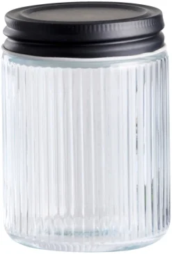 Glasskrukke riflet m/skrulokk 0,25 liter - DAY
