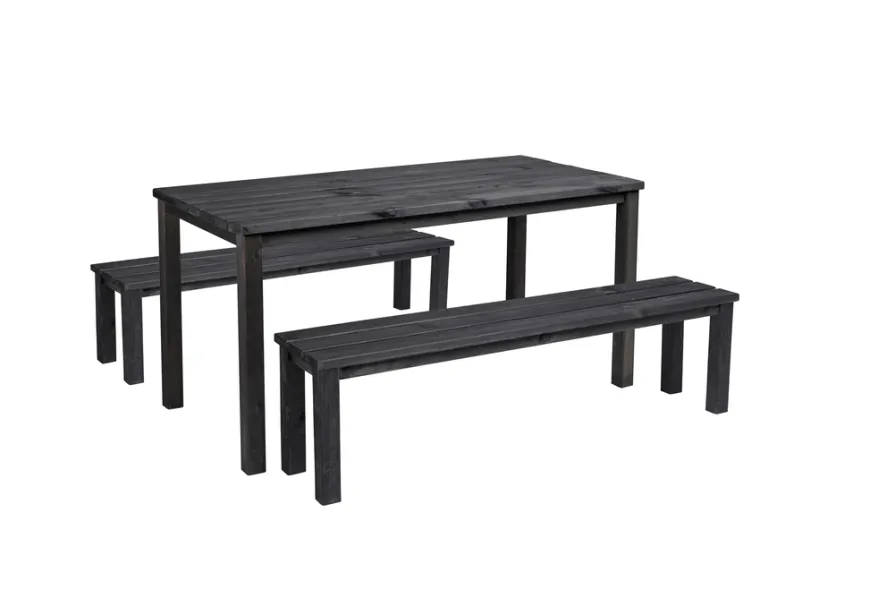 Hagebenk 150 x 33 x 42 cm i svart grunnmalt furutre