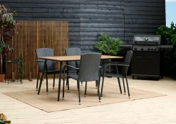 Hagebord Beijing svart/teak 148 x 85 cm - Sunlife®