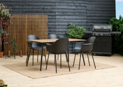 Hagebord Beijing svart/teak 148 x 85 cm - Sunlife®