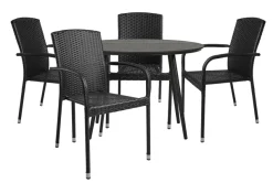 Hagebord Madrid svart Ø110 cm - Sunlife®