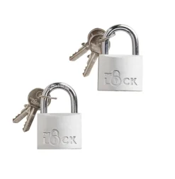 Hengelås m/to nøkler 40 mm aluminium - 2-pk.