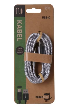 Kabel med USB-C-plugg - 2 meter
