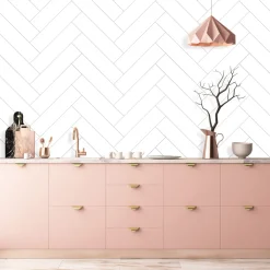 Kitchenline Kjøkkenplate White Herringbone 610 x 610 mm