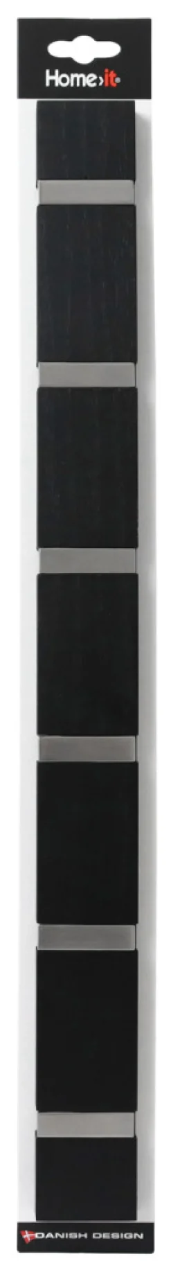 Knaggrekke flex svart eik 6 knagger 60 cm