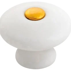 Knott porselen hvit/gull 29 mm - 2 stk.