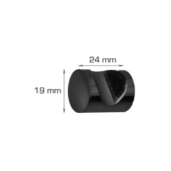 Knott sylinder 19 mm svart - 2 stk.