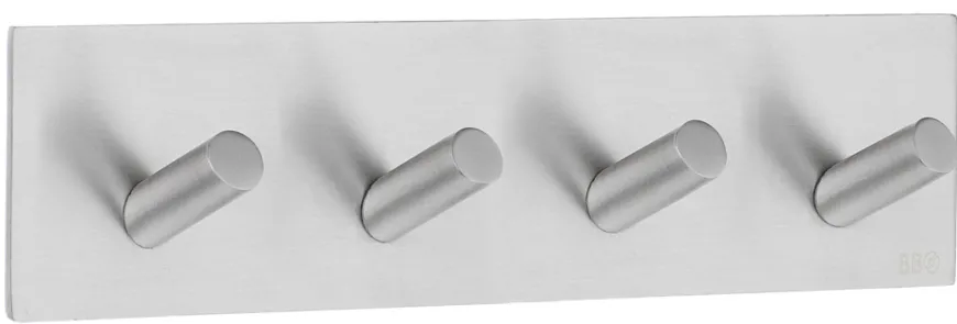 Kroklist m/4 kroker selvklebende - rustfritt stål
