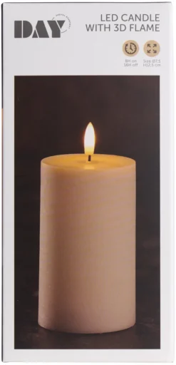 Kubbelys med 3D LED-flamme H12,5 cm