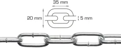 Langlenket kjetting 5 mm x 2 m