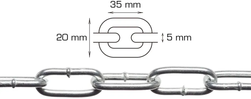 Langlenket kjetting 5 mm x 2 m