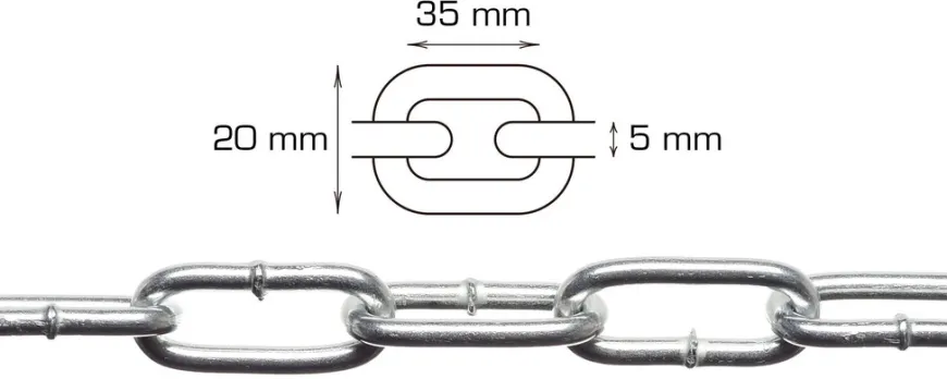 Langlenket kjetting 5 mm x 5 meter