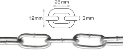 Langlenket kjetting 3 mm x 2 meter