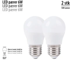 LED-kronepærer 4,9 W E27 - 2-pk.