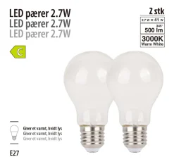 LED-pærer standard 2,7 W E27 - 2-pk.