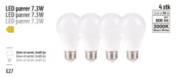 LED-pære standard 7,3 W E27 4-pk.