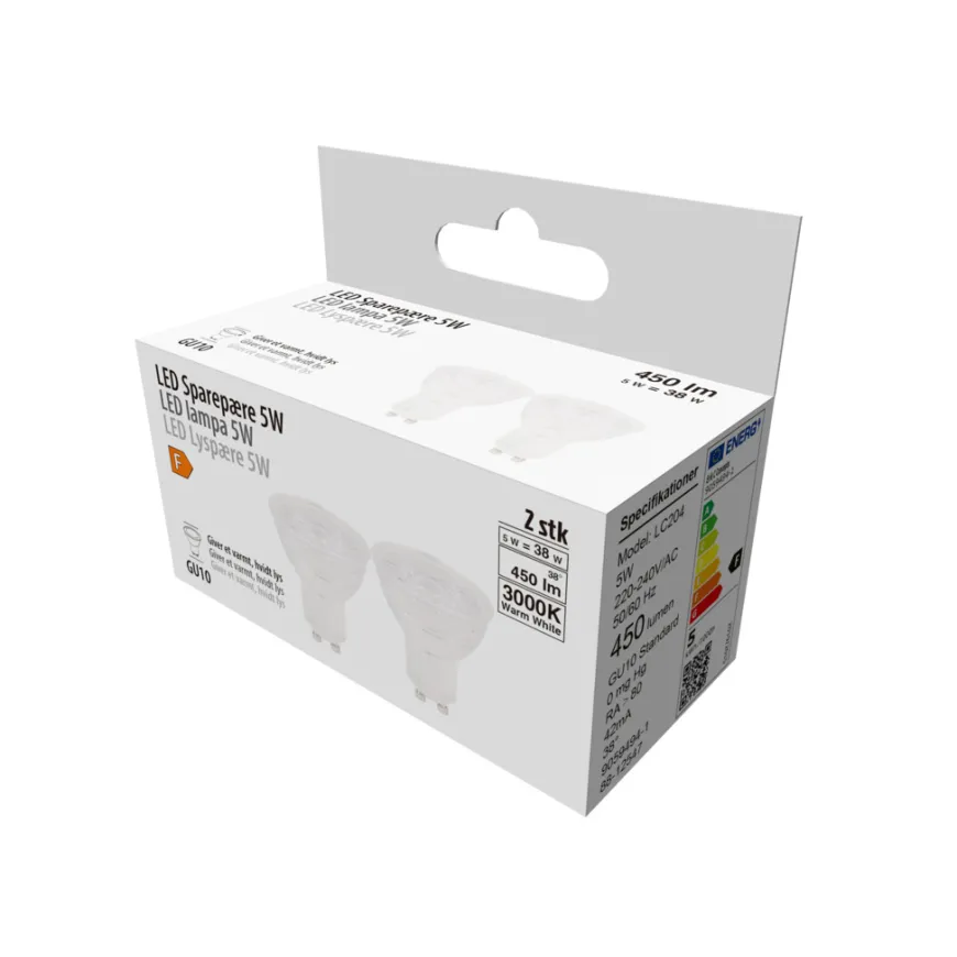 LED-spotpære 5 W GU10 - 2-pk.