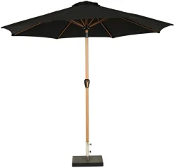 Markedsparasoll Stockholm Ø300 cm svart/teak - Sunlife®