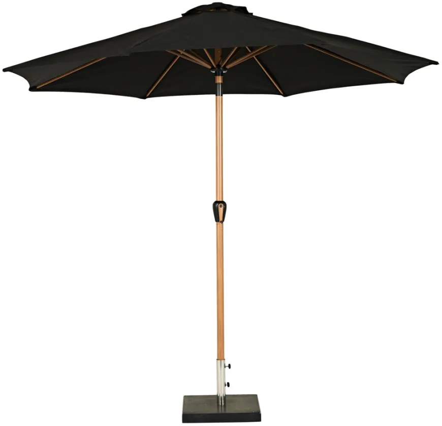 Markedsparasoll Stockholm Ø300 cm svart/teak - Sunlife®
