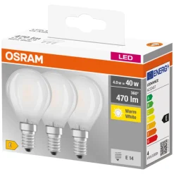 Osram LED Base kronepære E14 4W 3-pk