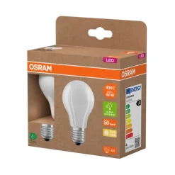 Osram LED matt standardpære E27 3,8 W 2-pk.