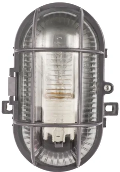 Oval vegglampe grå