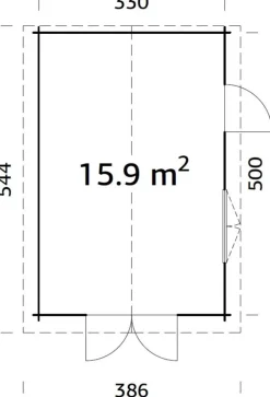 Palmako garasje Tony 15,9 m² 350 x 520 cm
