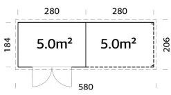 Palmako redskapsbod m/pergola Alma 560 x 184 cm