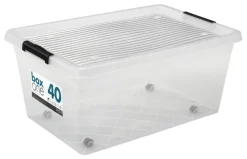 Plast1 oppbevaringsboks m/lokk klar - BoxOne 40
