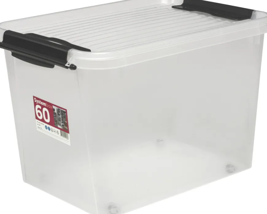 Plast1 oppbevaringsboks m/lokk klar - SystemBox 60
