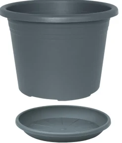 Potte Cylindro plast grå Ø25 cm
