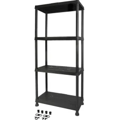 Reol m/4 hyller svart plast - Gardeco