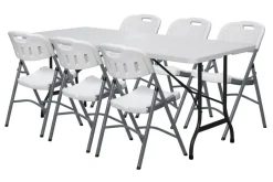 Sammenleggbart bord stål/plast 180 x 75 cm hvit