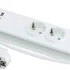 Skjøteledning 3-veis m/USB 1,4 meter