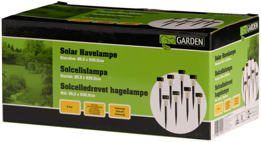 Solcellelamper til hagen svart H35,5 cm 8-pk. - Garden®