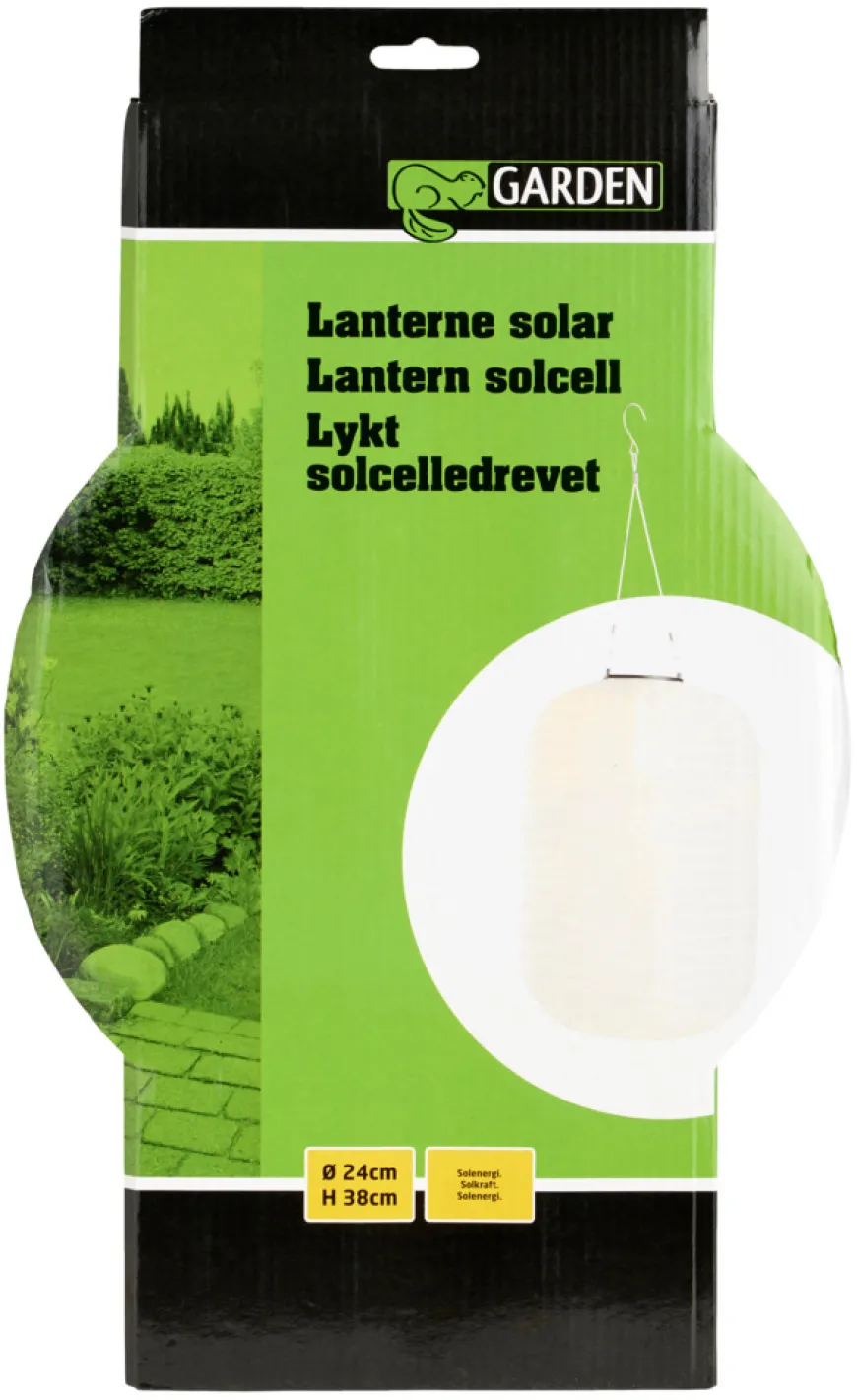Solcellelykt avlang Ø24 x H38 cm – Garden®
