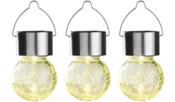 Solcellepære glass/metall Ø6 cm 3-pk. - Garden®