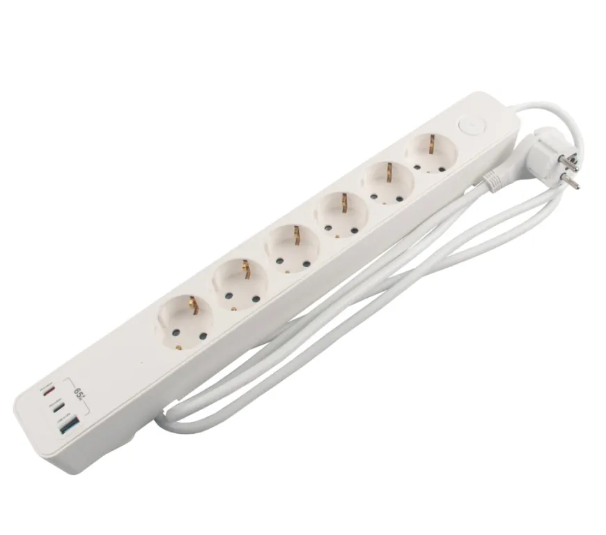6-stikkontakt schuko m/3 x USB PD65W 1,5 m – Elworks