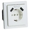 Stikkontakt 1V enkel m/jord USB