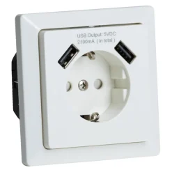 Stikkontakt 1V enkel m/jord USB